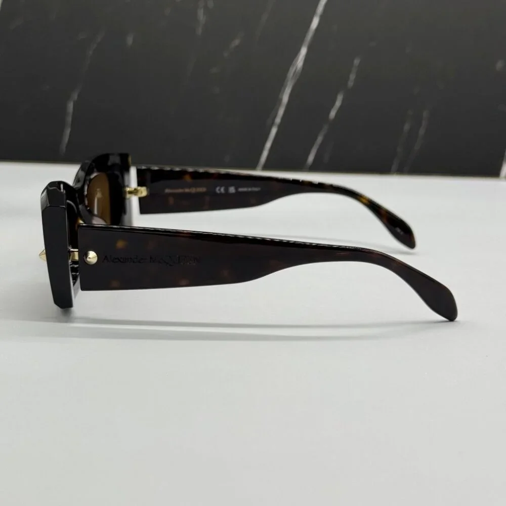 NEW AM0426S 002 ALEXANDER MCQUEEN HAVANA SQUARE UNISEX SUNGLASSES
